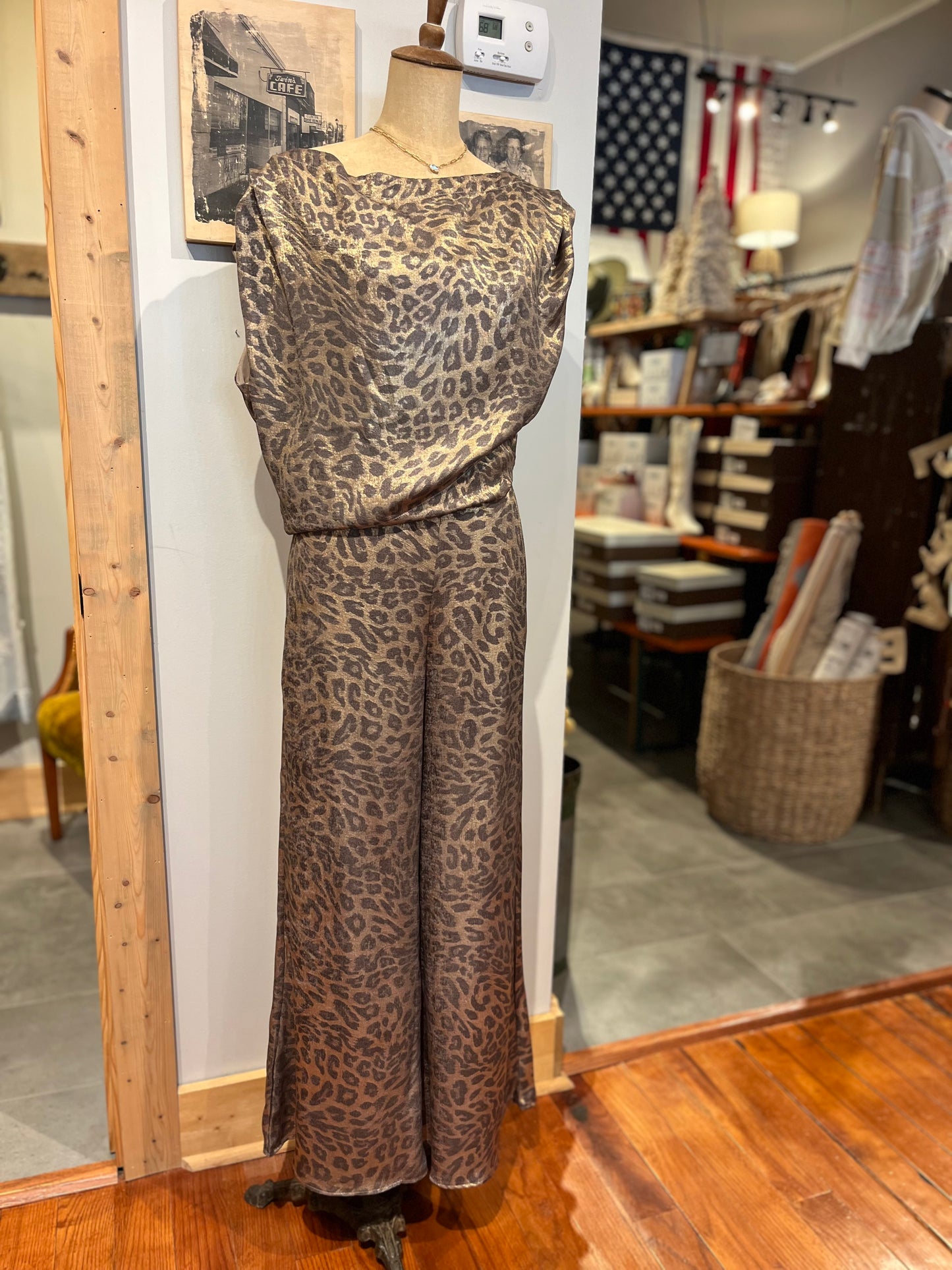 Satin Leopard Off The Shoulder Top