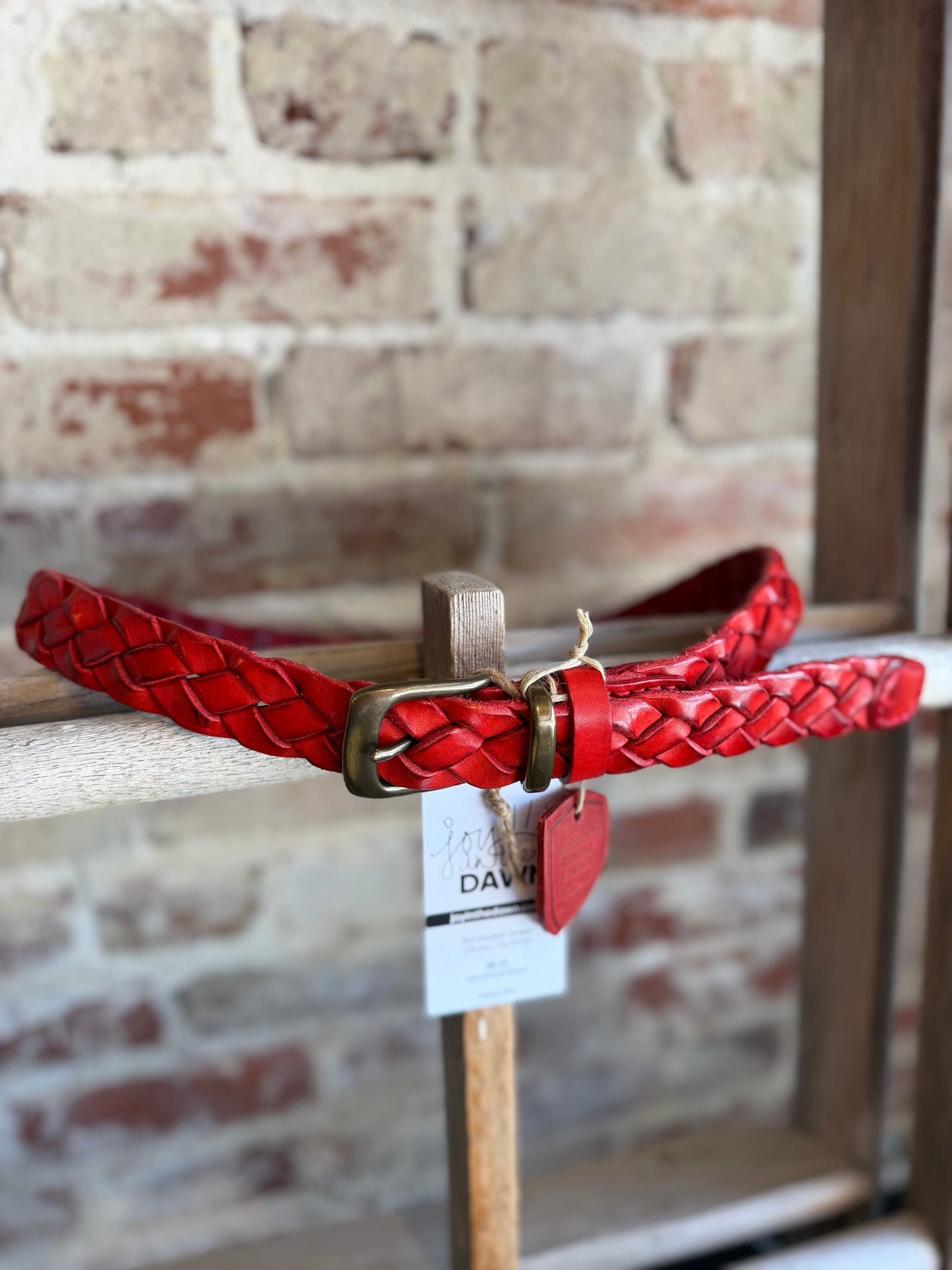 Braided Genuine Leather Belt - Red