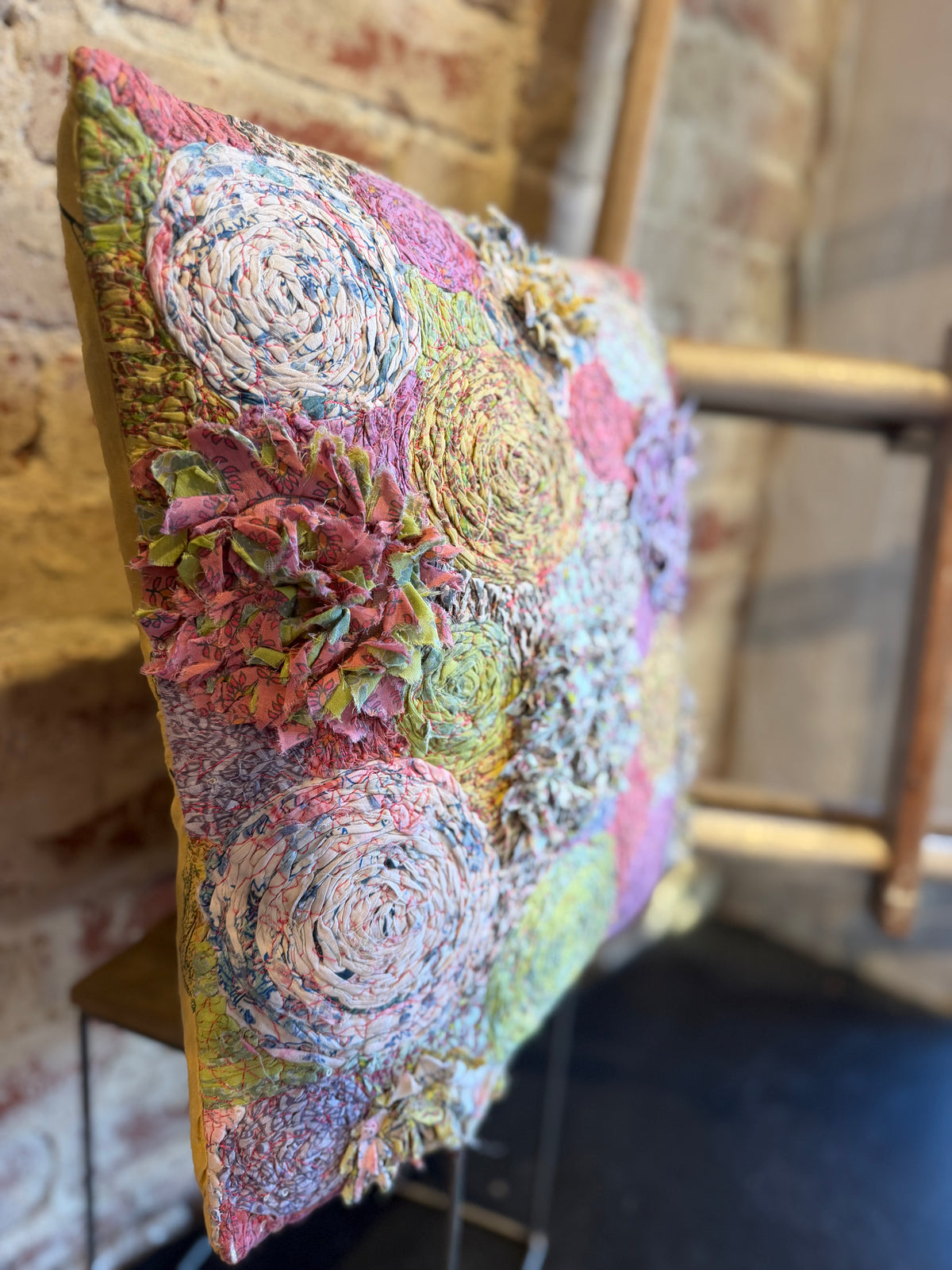 Handstitched Flower Burst Pillow