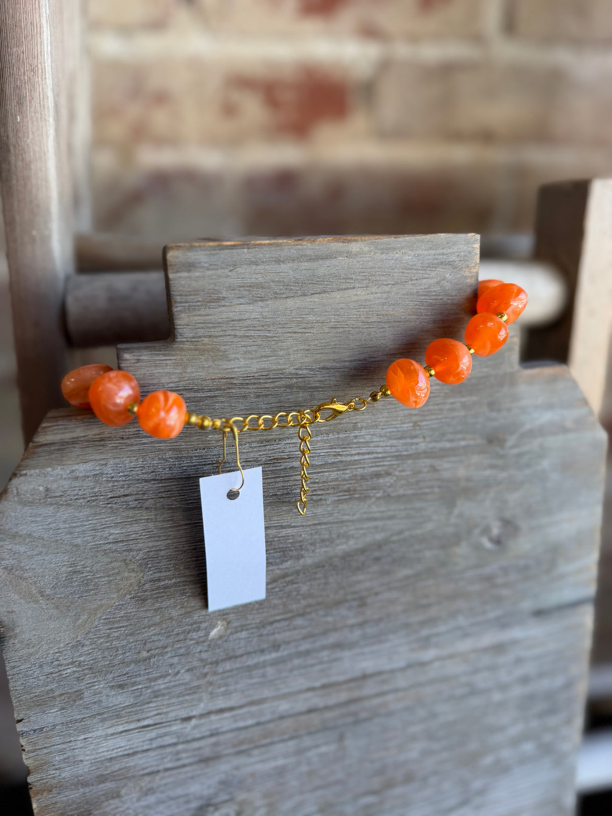 Bauble Bead Ball Necklace - Orange/Gold