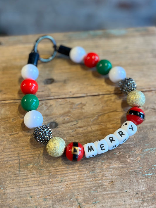 "Merry" Santa Pet Necklace - Red/Green/Gold