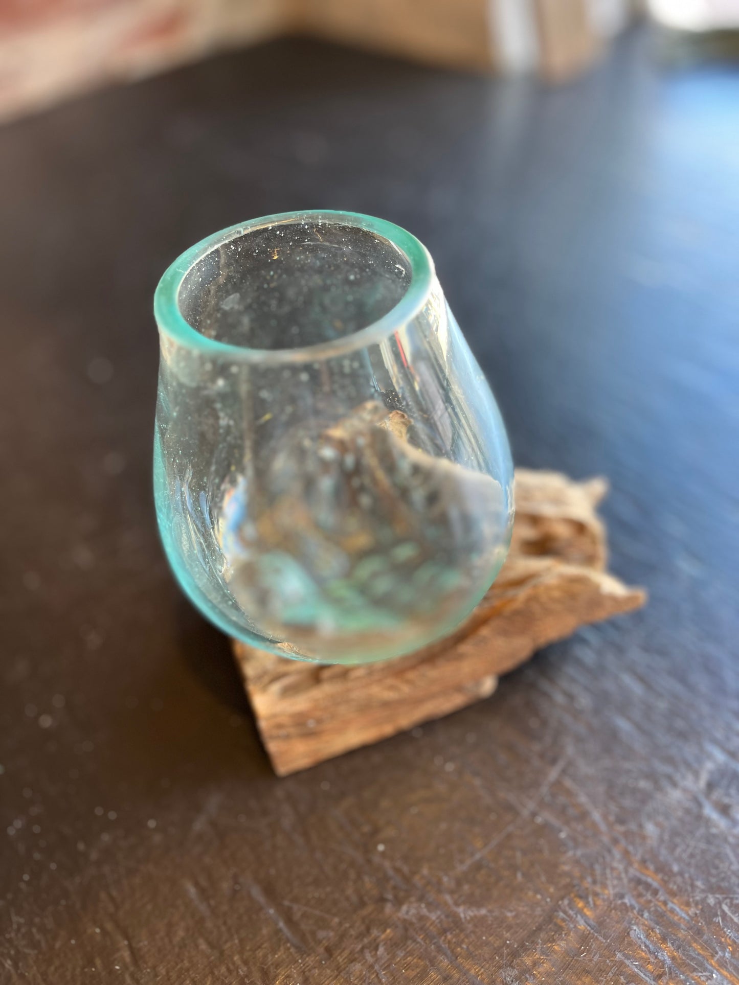 Blown Glass Bowl w/ Driftwood Base