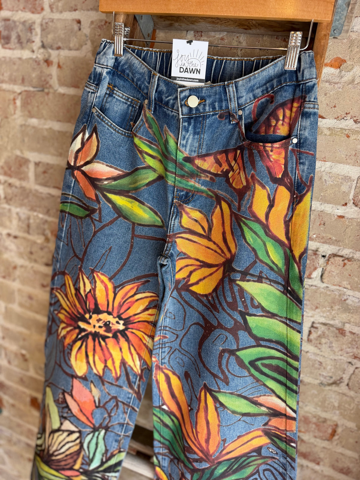 Watercolor Sunflower Jeans