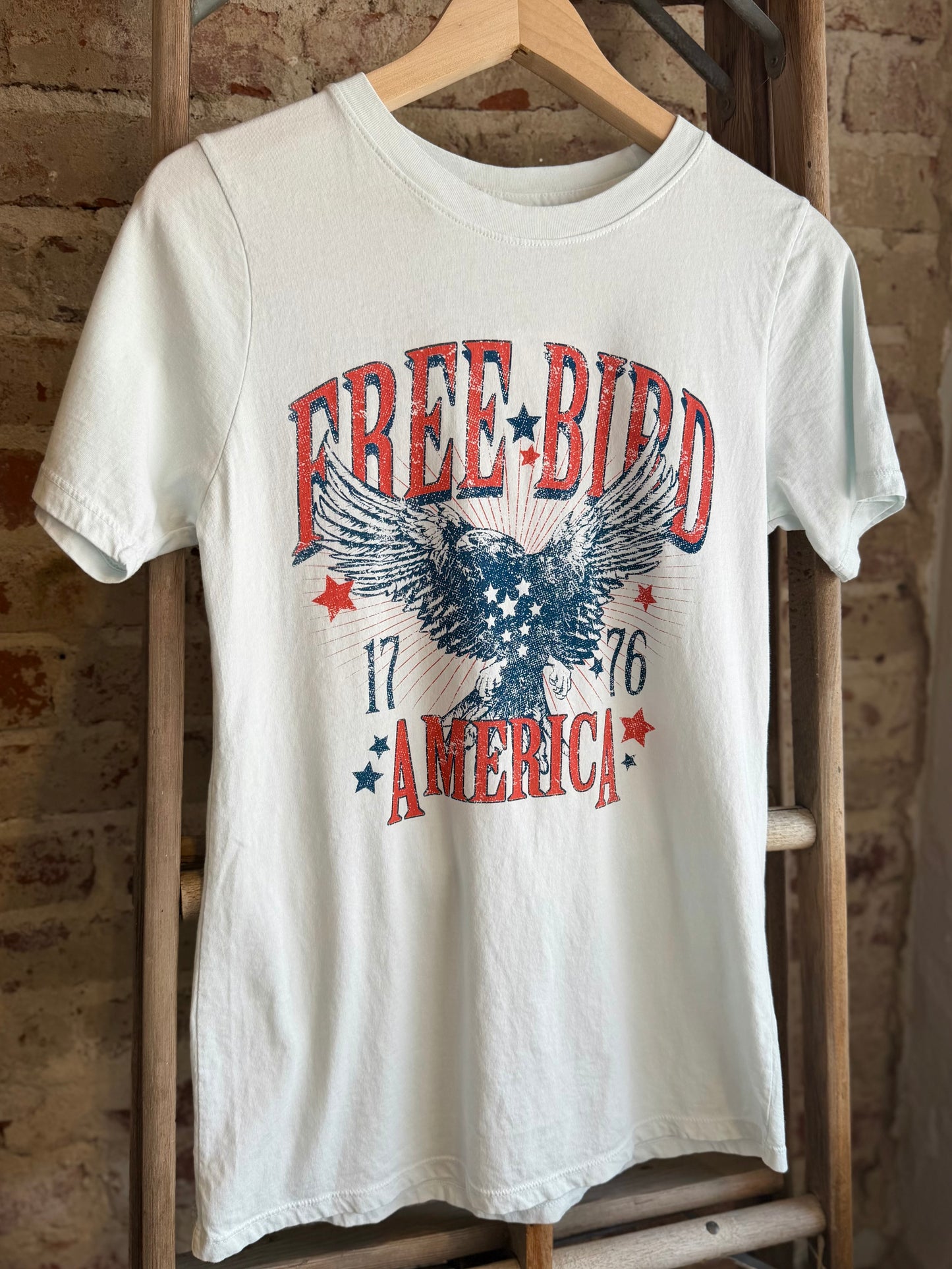 Free Bird Americana Tee - Baby Blue