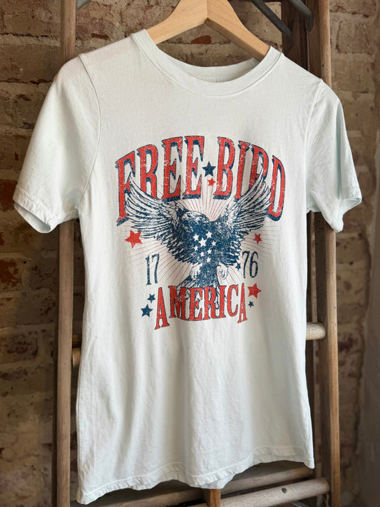 Free Bird Americana Tee -Baby Blue