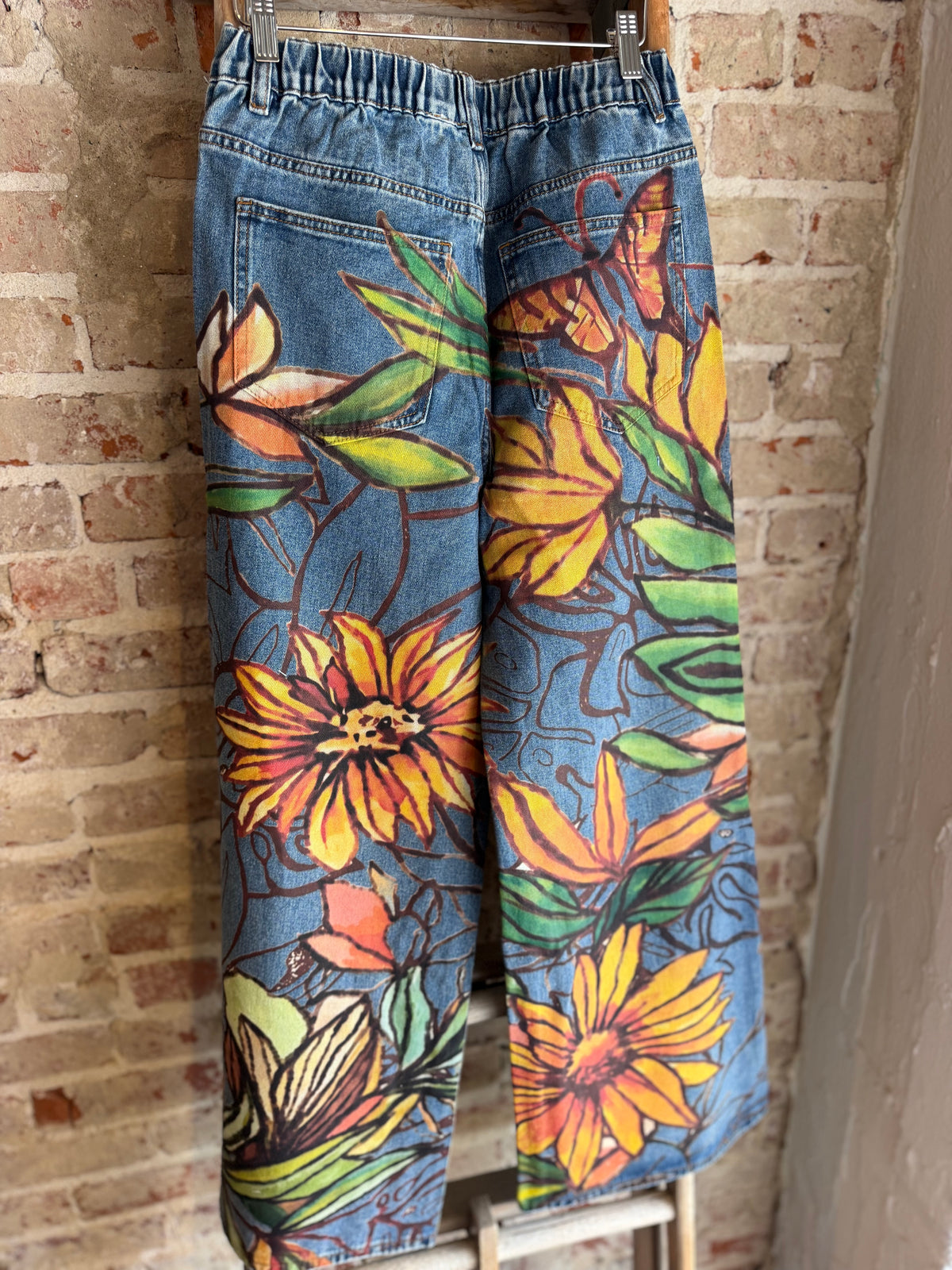 Watercolor Sunflower Jeans