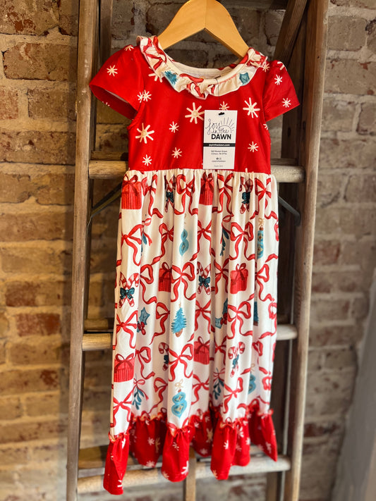 Red Christmas Bow Gown- Toddler/Youth