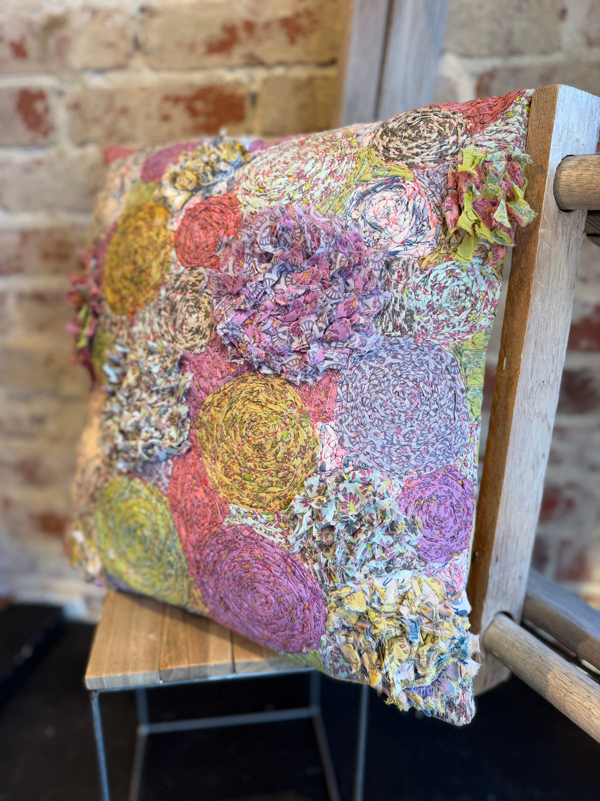 Handstitched Flower Burst Pillow