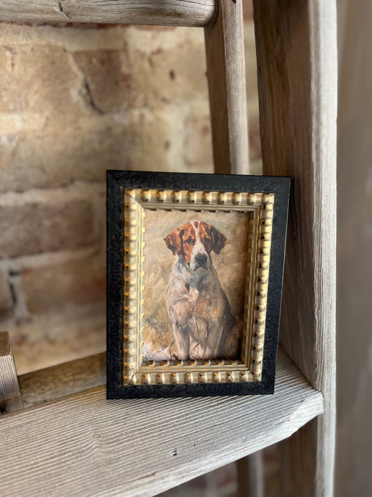 Study of a Hound Framed Antique Art - 5x7