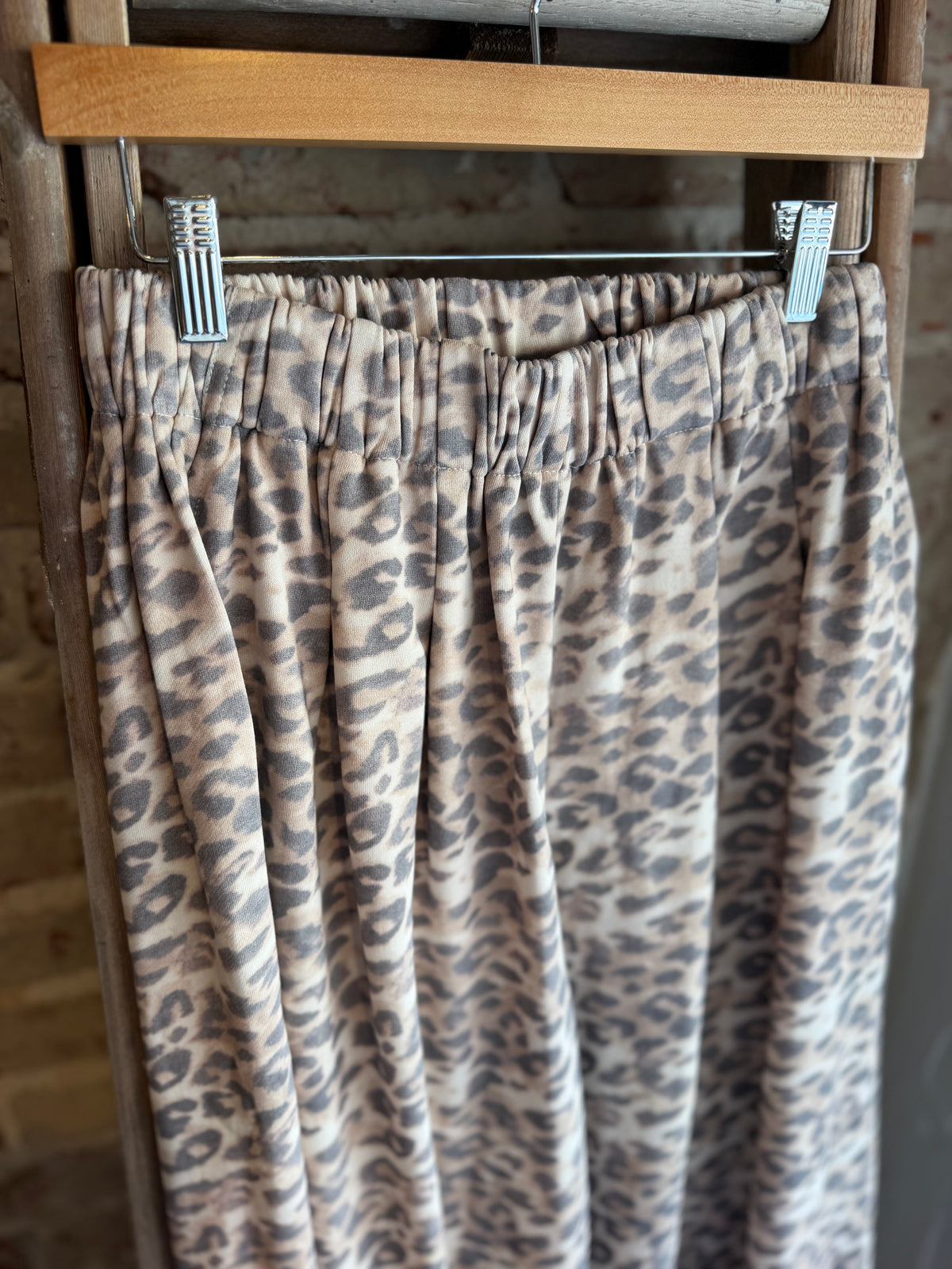 Leopard Fleece Wide Leg Pants