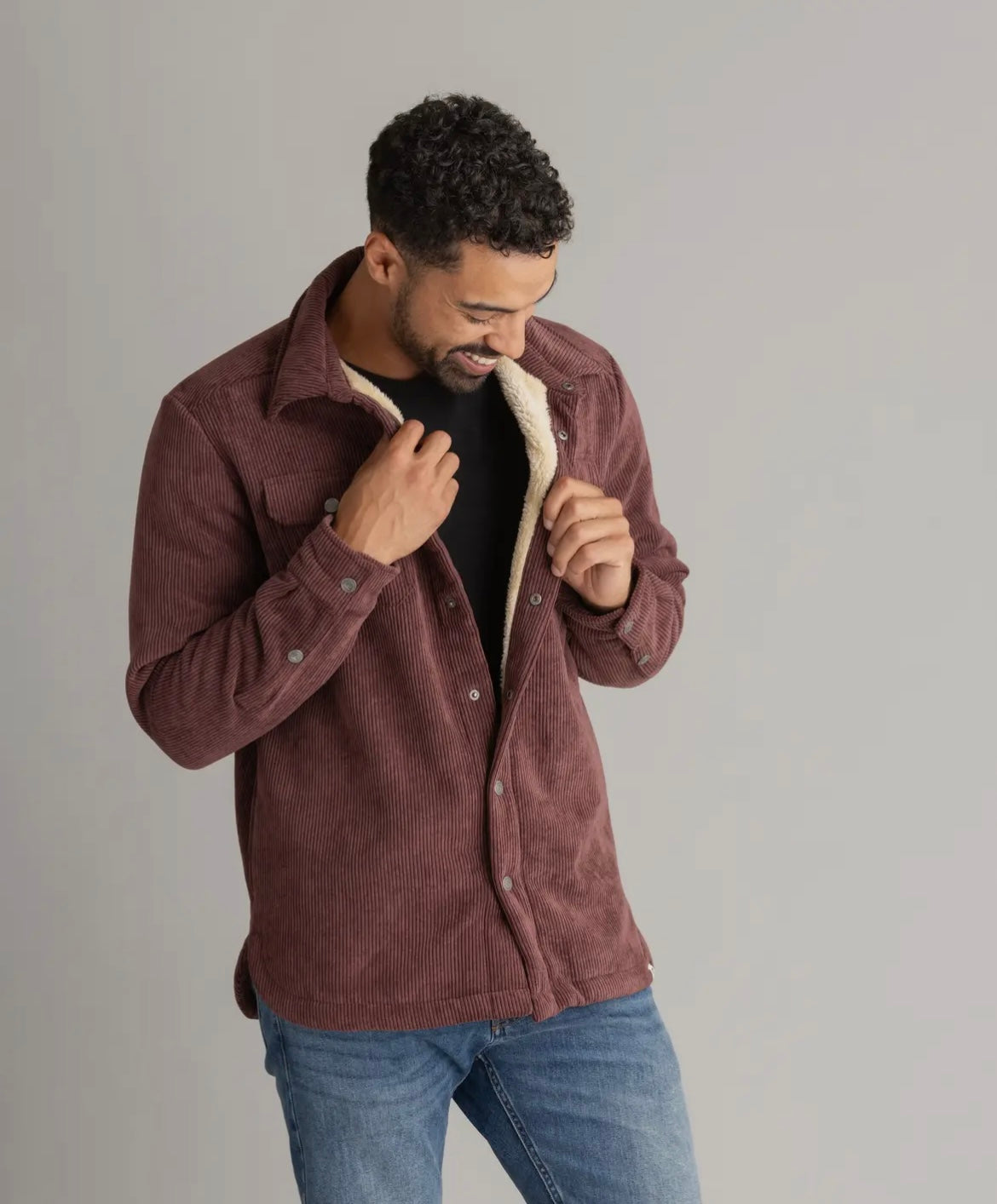 Plum Sherpa Corduroy Shacket- Men