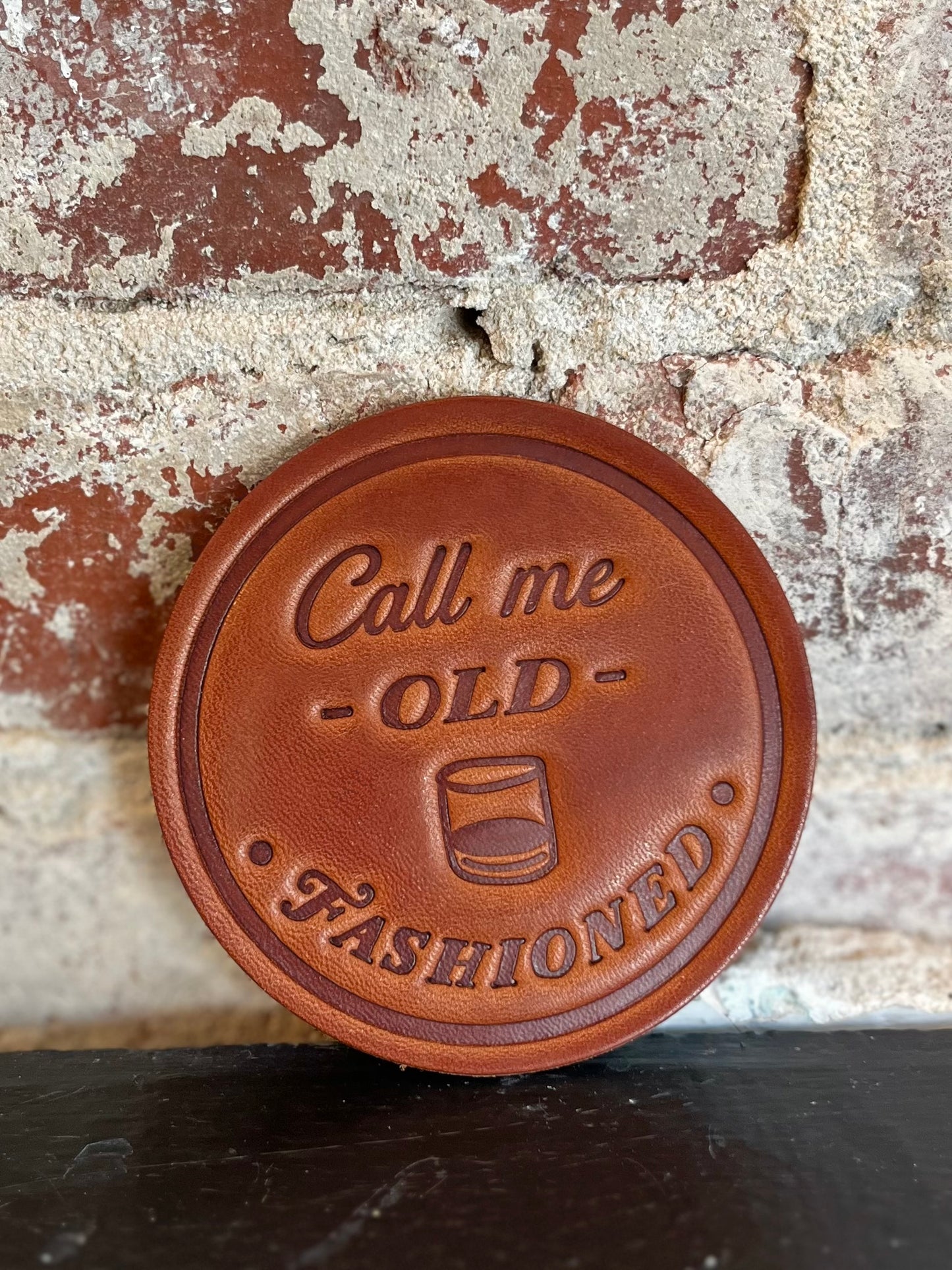 Call Me Old Fashioned Leather Coaster