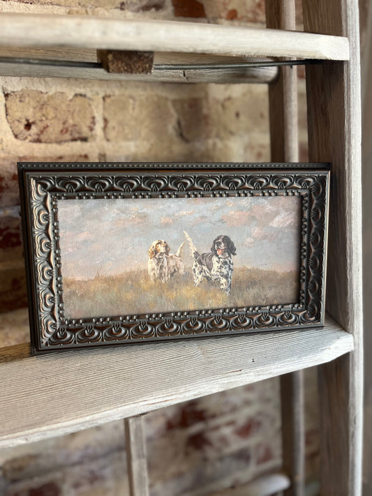 Two Hilltop Setters Framed Antique Art