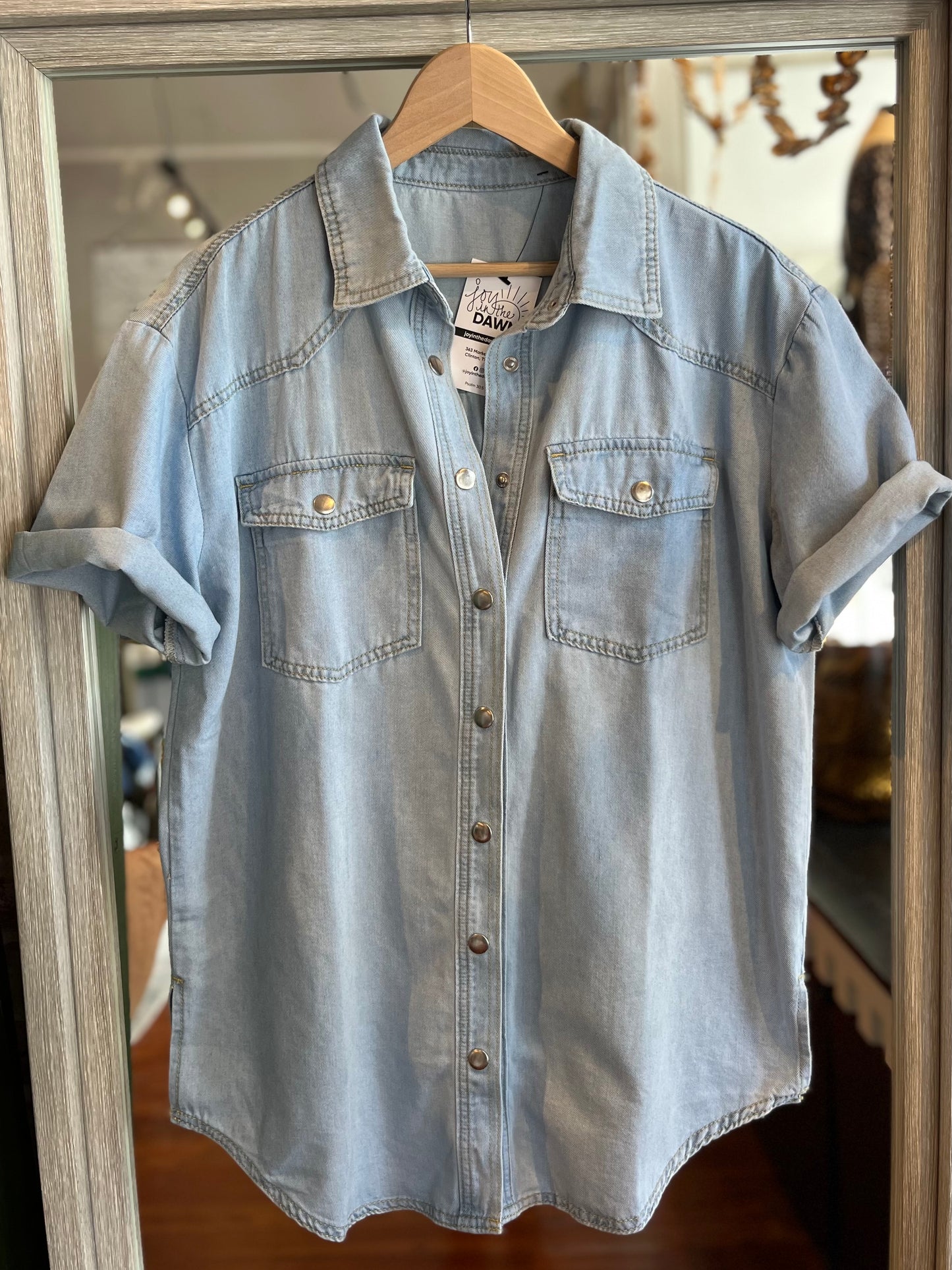 Denim Rounded Hem Shirt