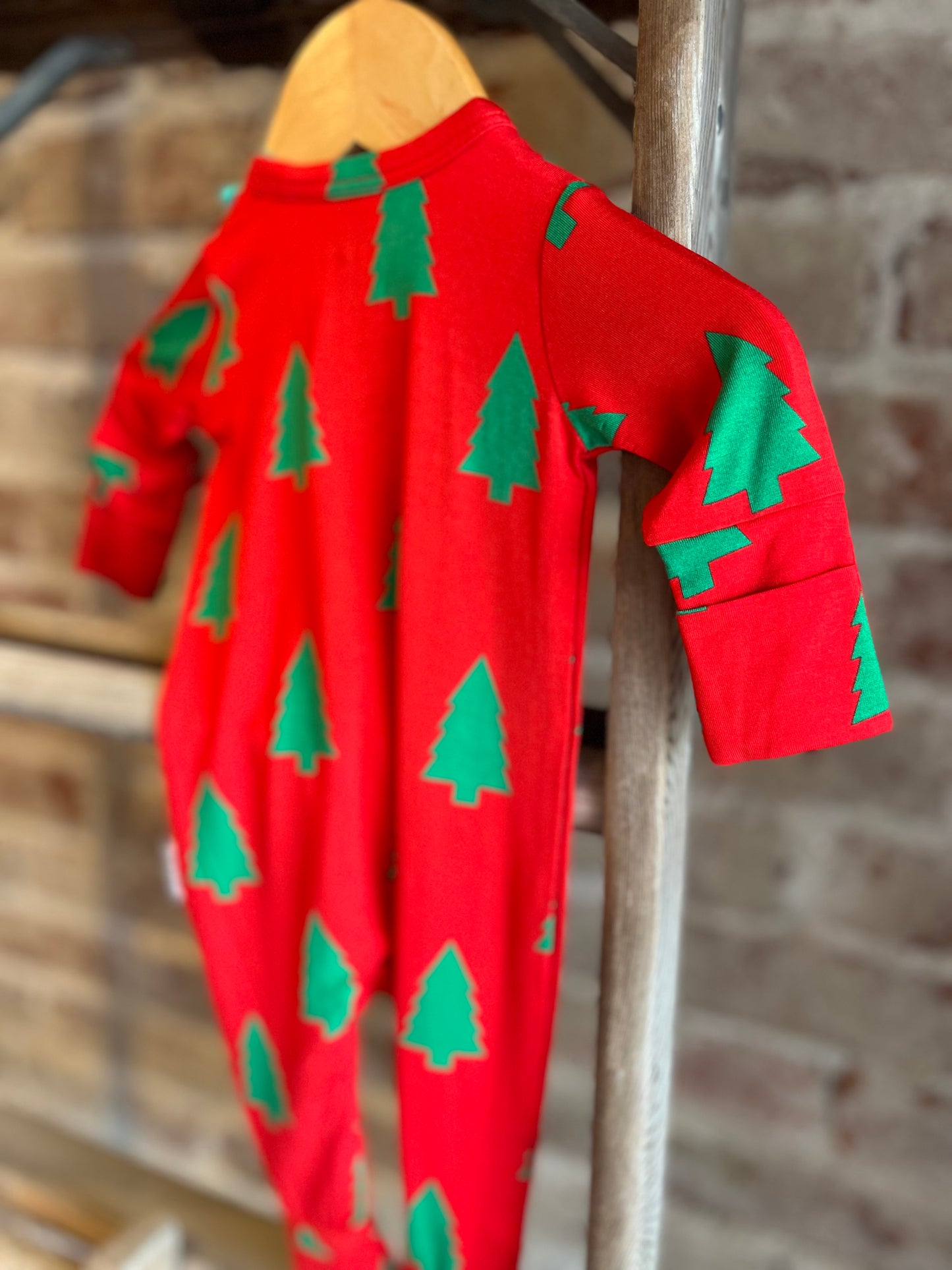 Christmas Tree Bamboo Zip Onesie