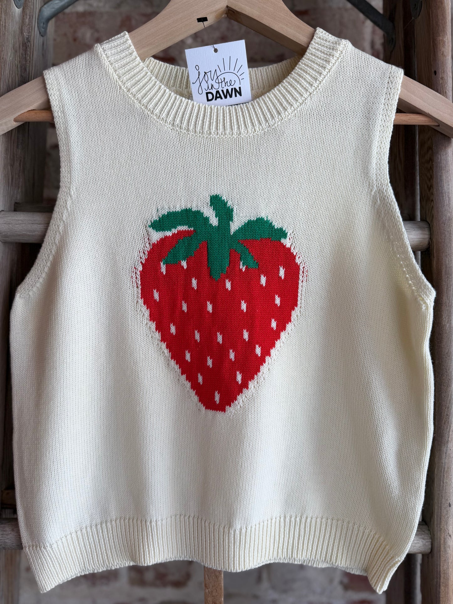 Sleeveless Strawberry Knit Top