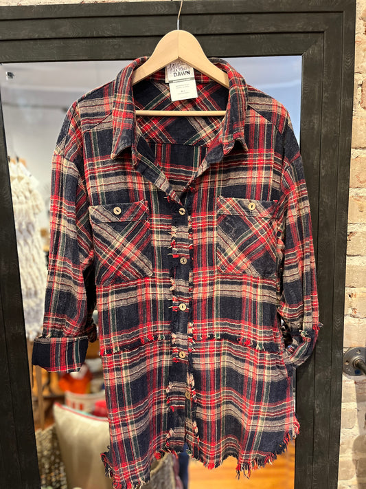 Fav Flannel Shirt- Navy/Red