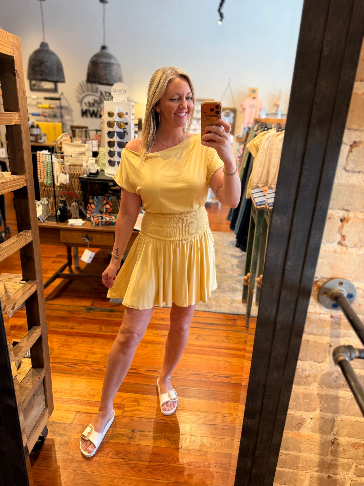 Asymmetrical Mini Dress - Yellow