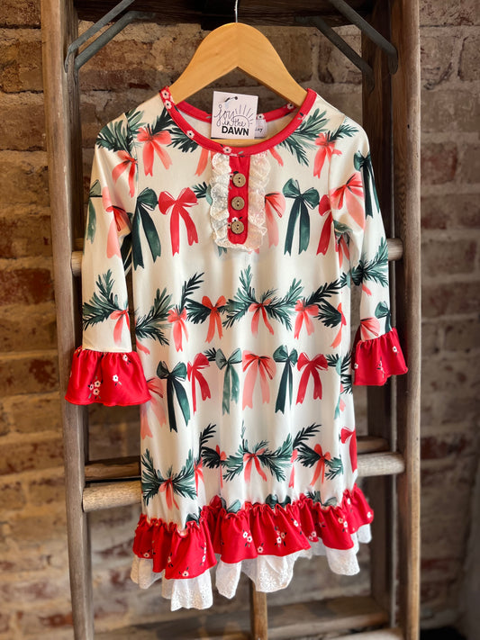 Holly and Bows Gown- Toddler/Youth