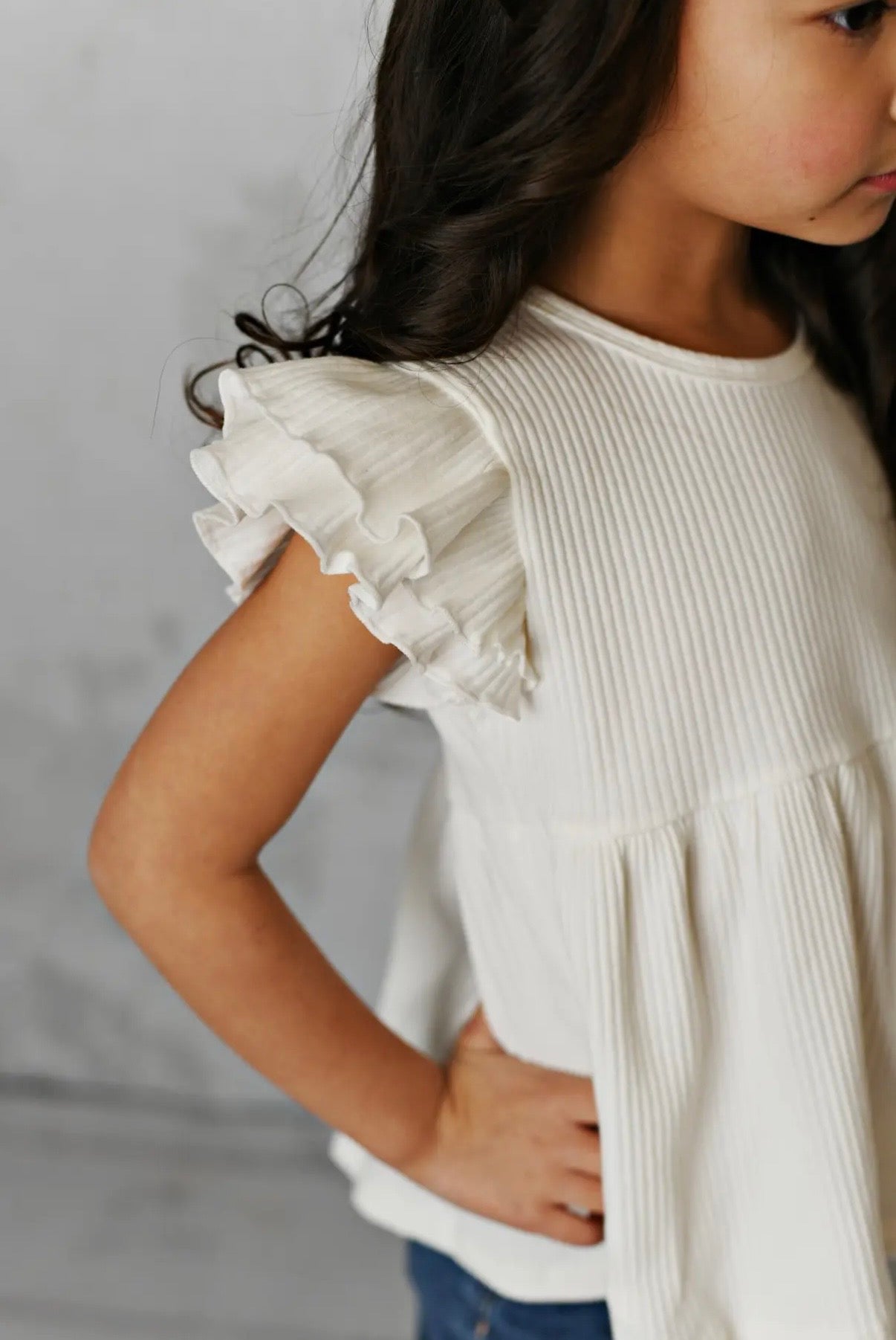 White Flutter Shirt - Toddler/Kid