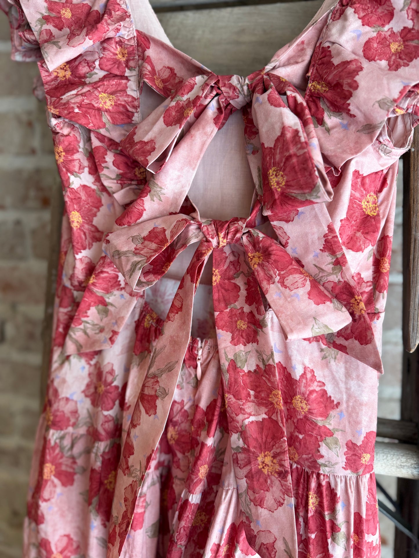 Floral Tie Back Ruffle Dress