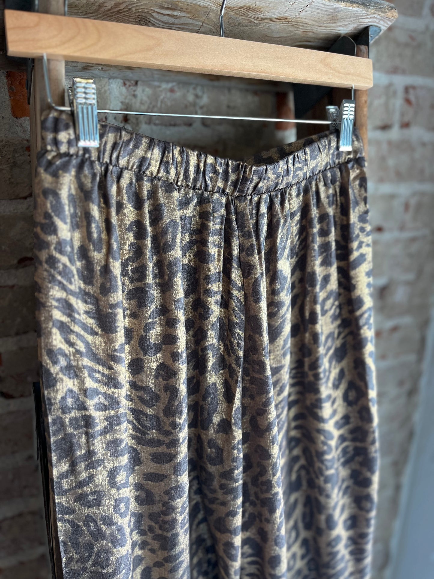 Satin Leopard Straight Leg Pants