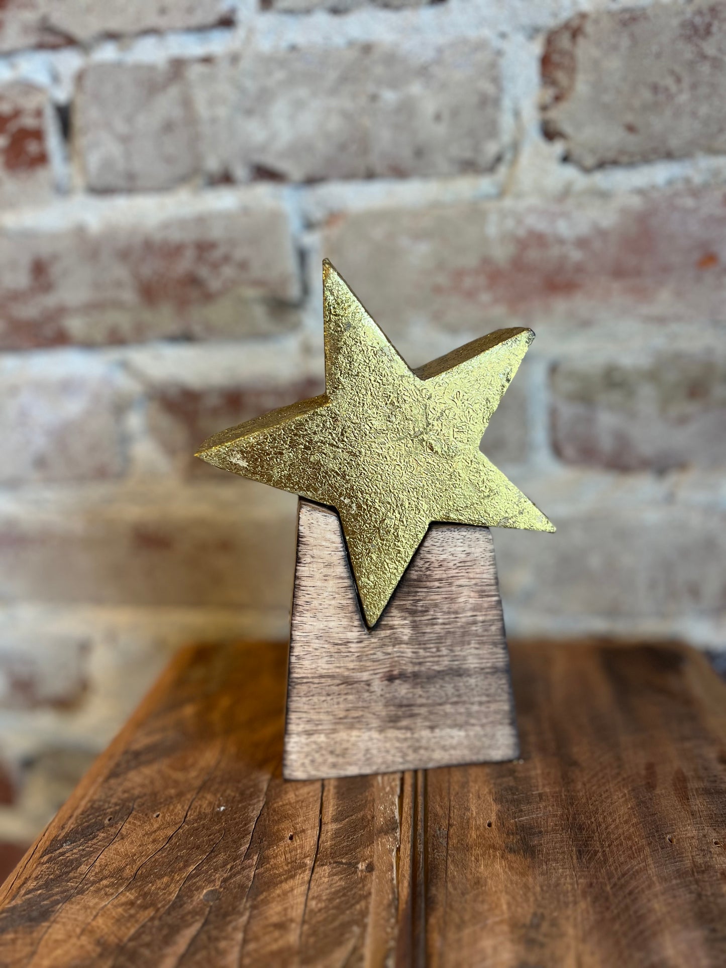 Gold Wooden Star w/ Base - Small