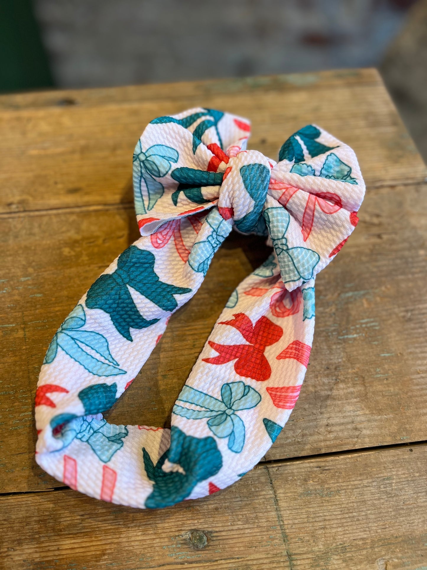 Christmas Bow Top Knot Headband - Infant