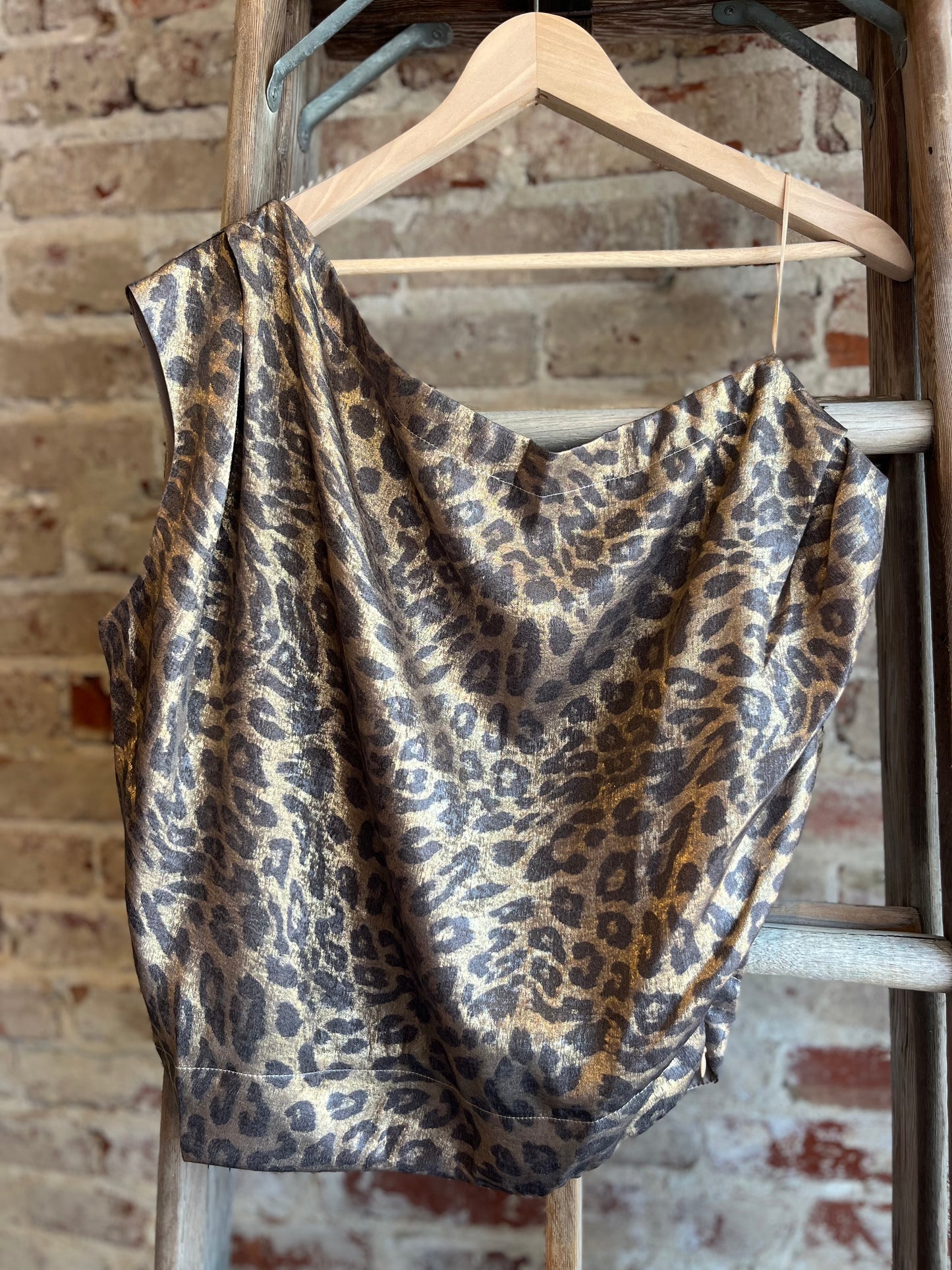 Satin Leopard Off The Shoulder Top