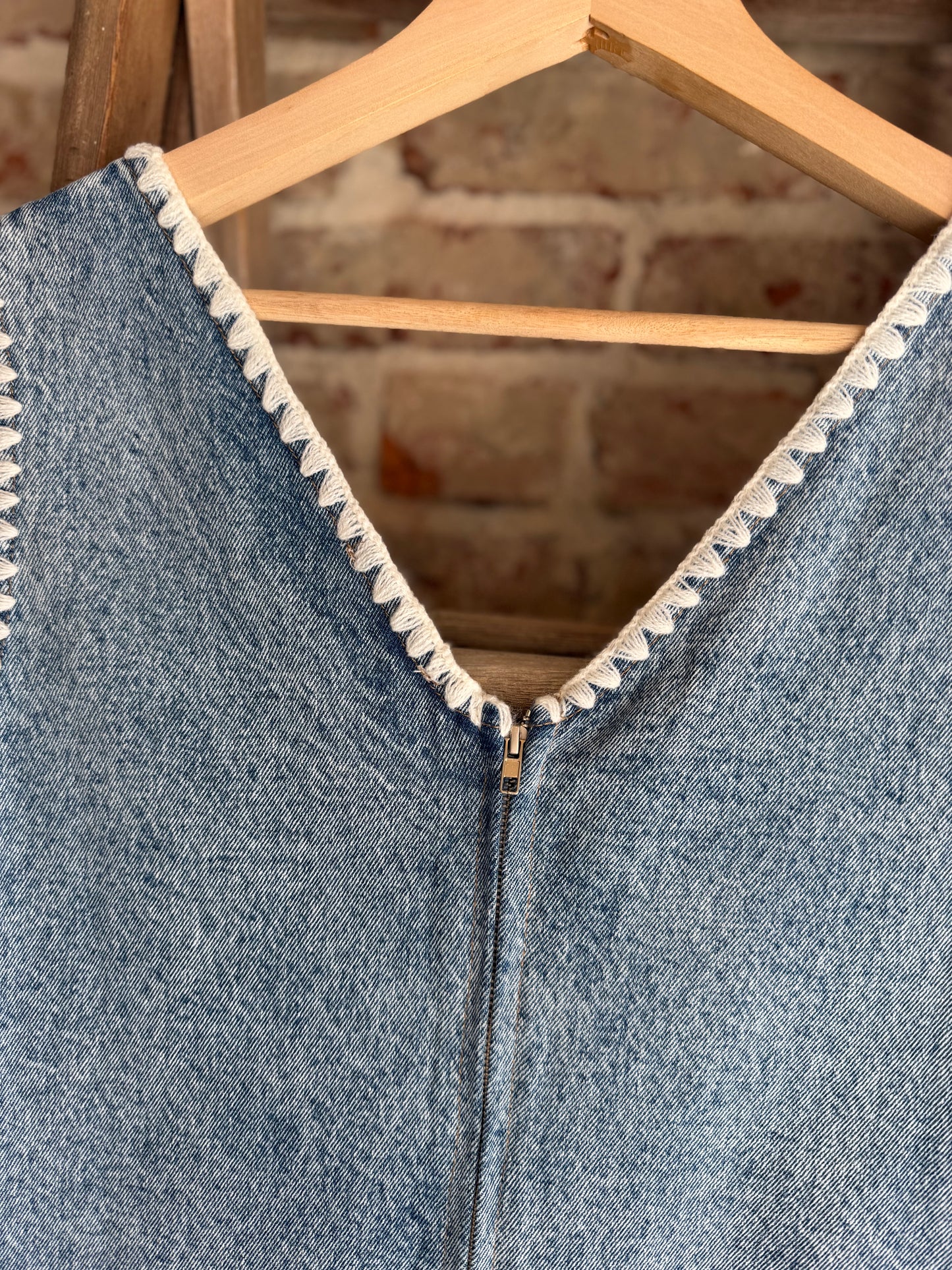 Stitched Sleeveless Denim Romper