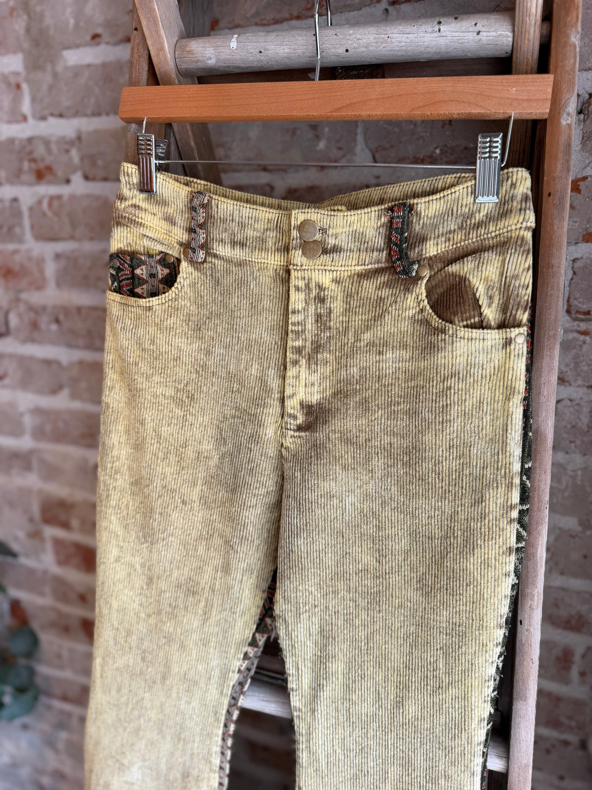 Washed Aztec Corduroy Bell Bottoms
