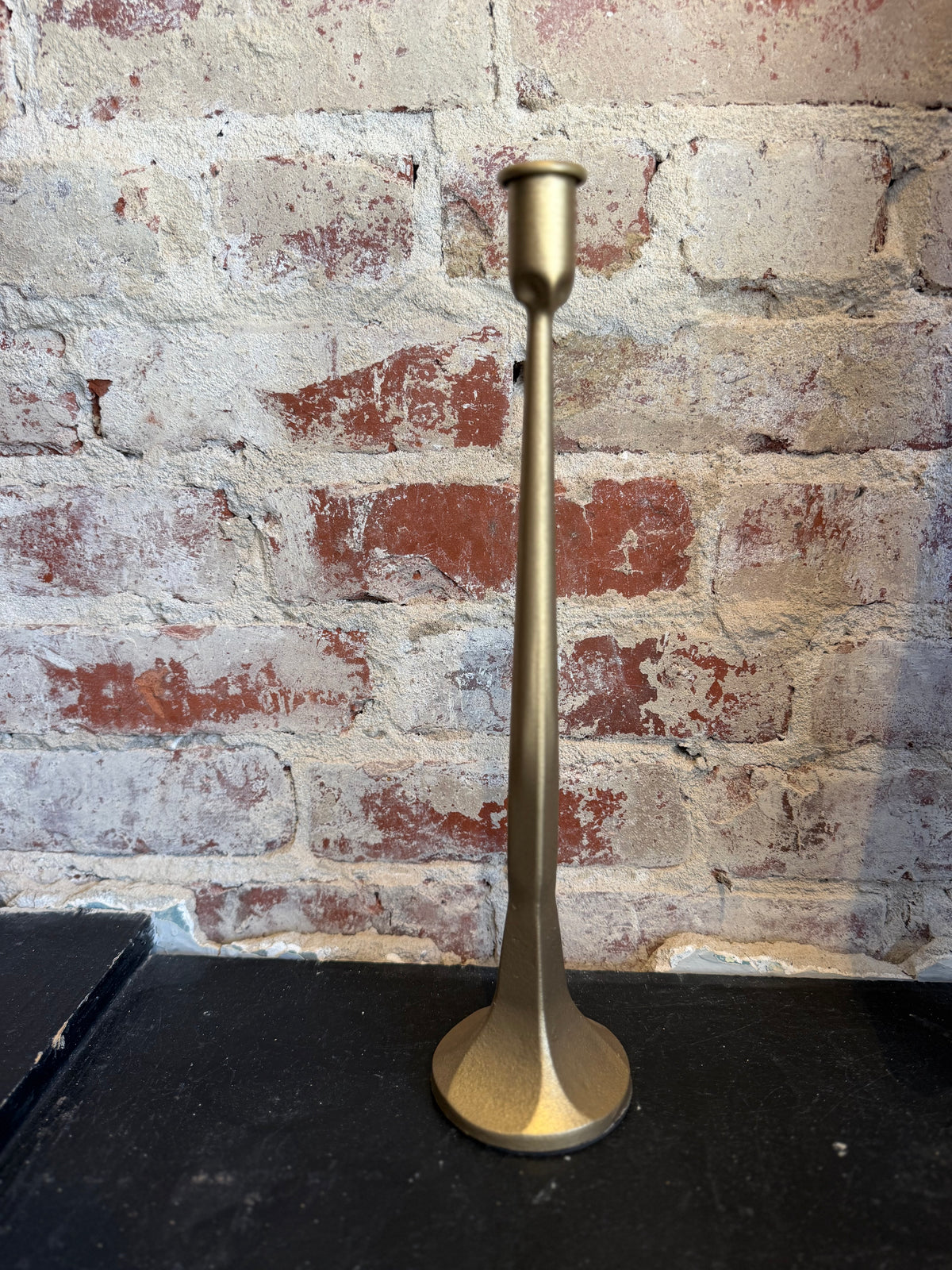Gold Cast Iron Taper Candle Holder - Large