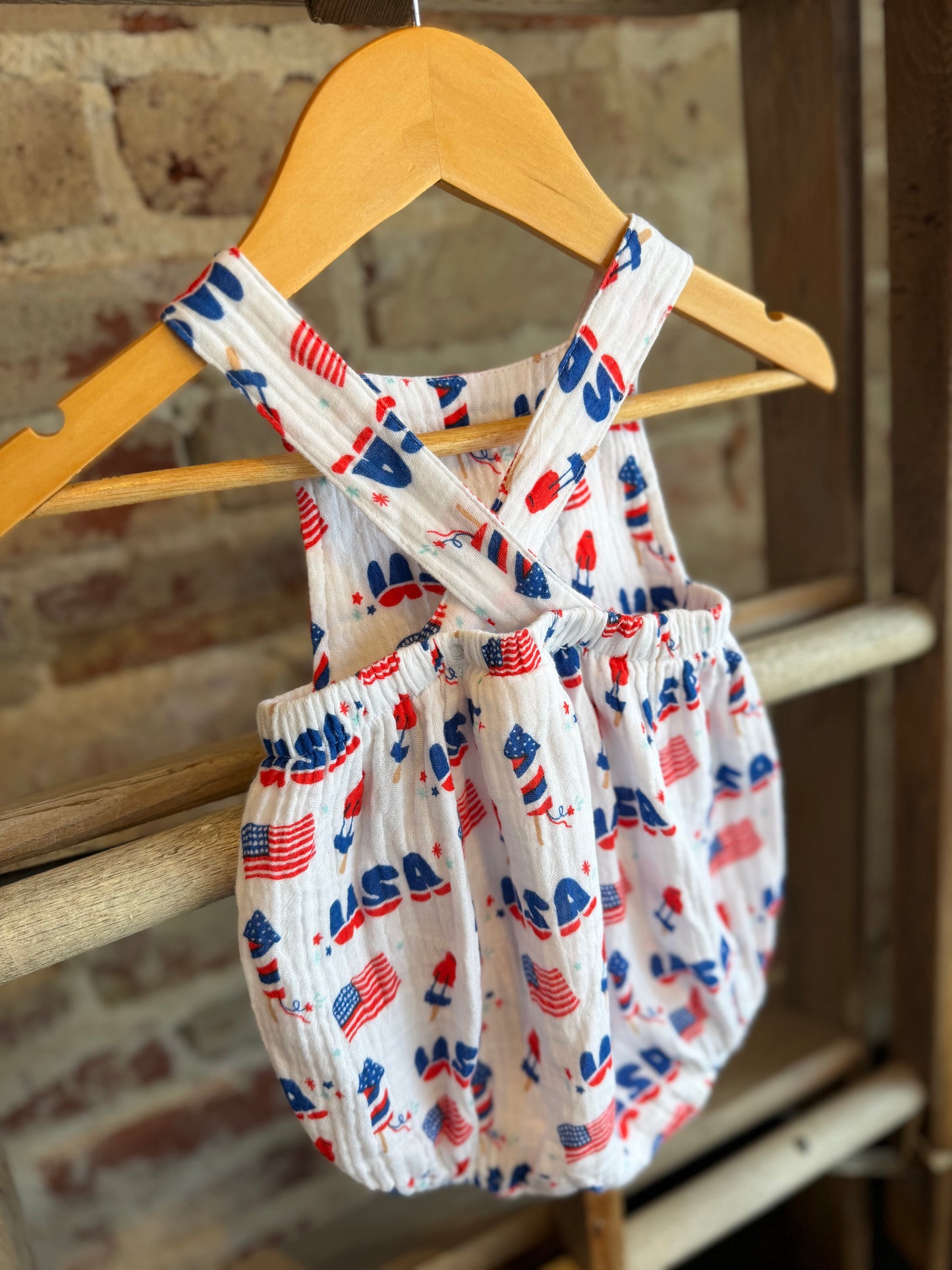 Retro Americana Muslin Bubble Sunsuit