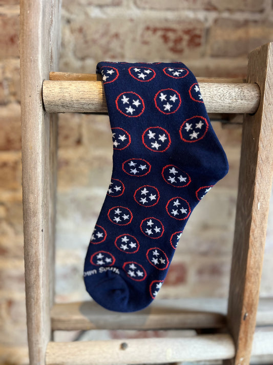 Tri Star Men's Crew Socks- Navy