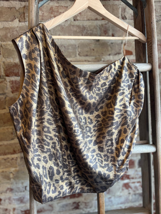 Satin Leopard Off The Shoulder Top