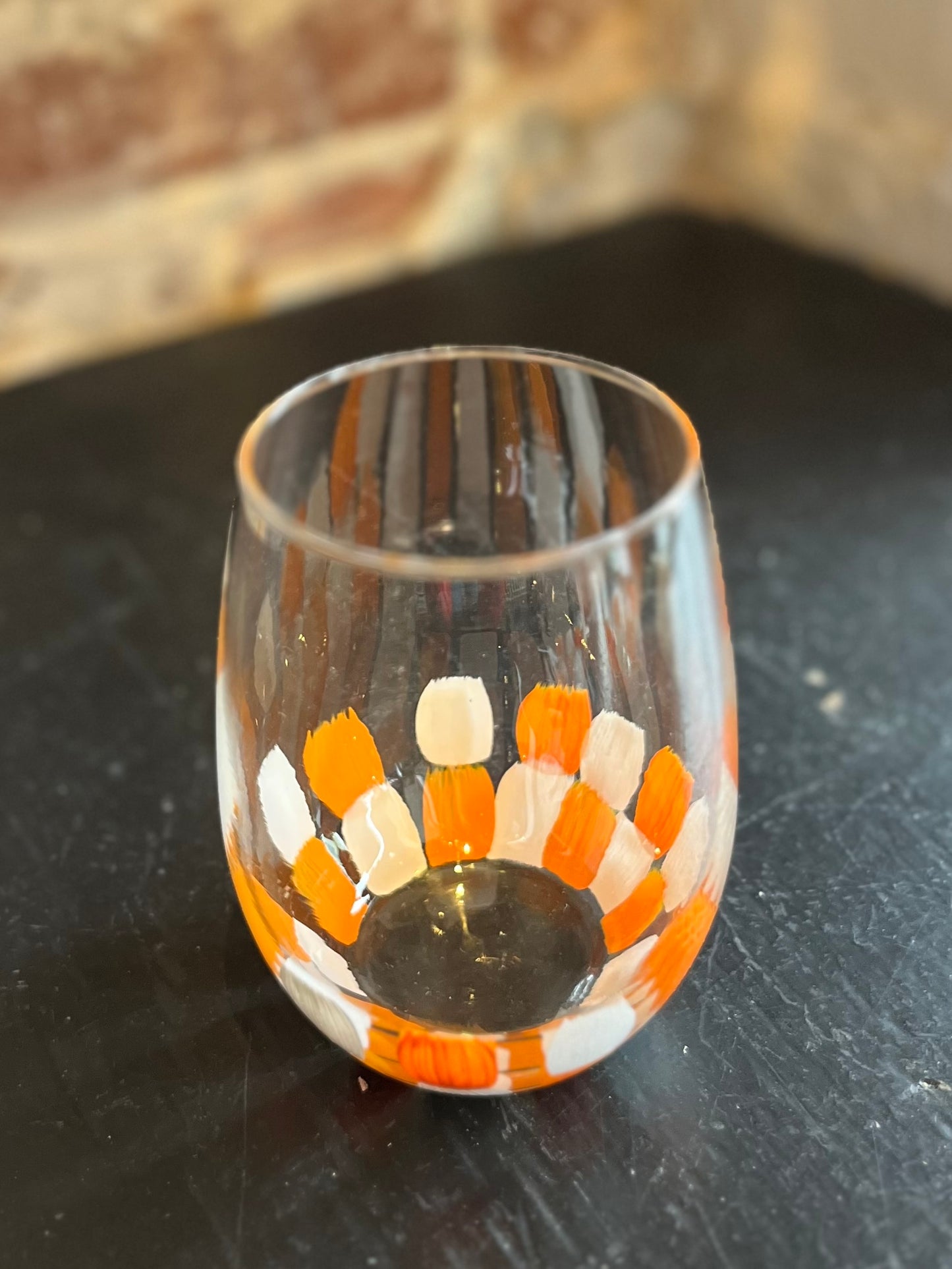 Orange & White Wine Glass