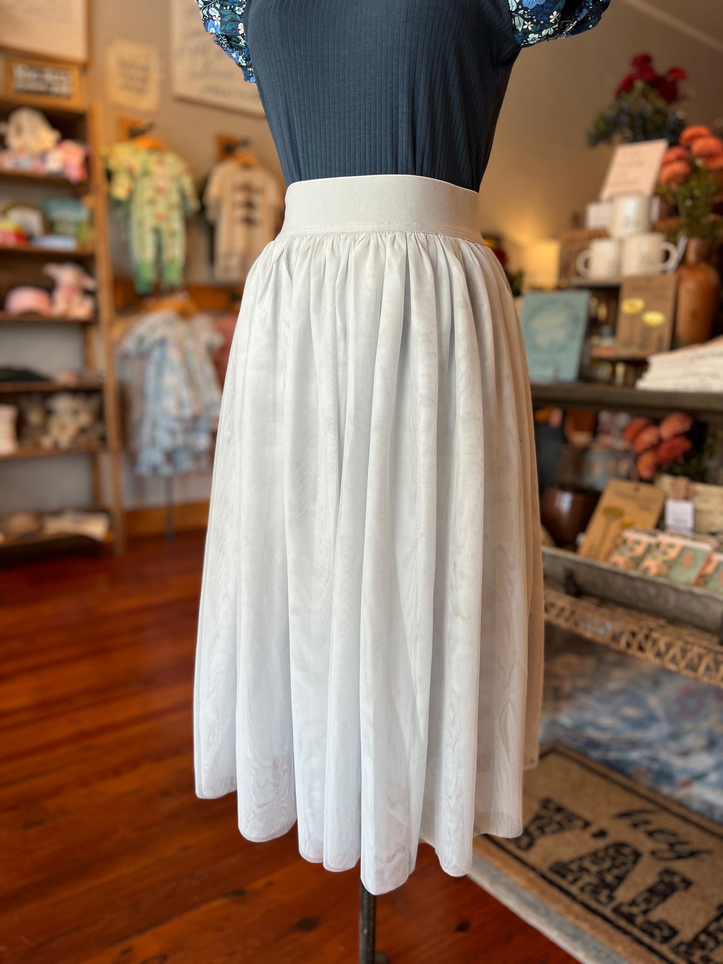 Layered Tulle Skirt- Pearl Blue