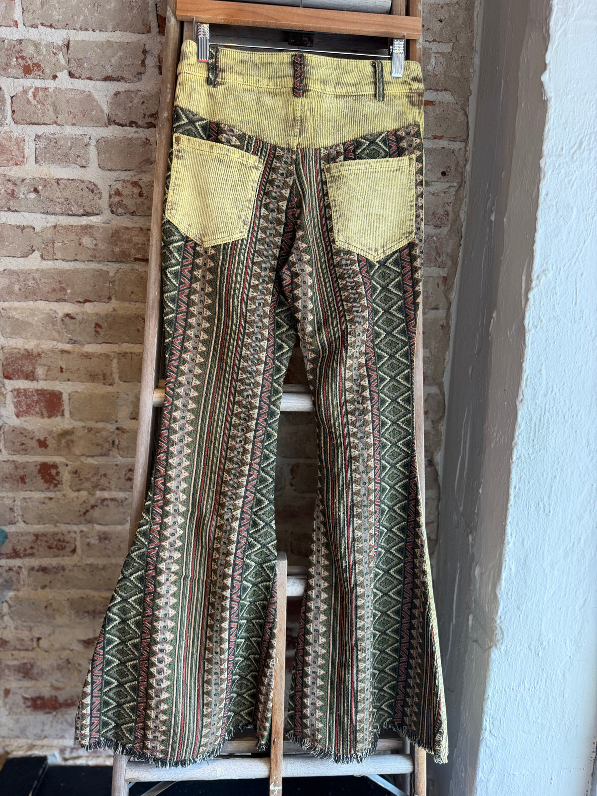 Washed Aztec Corduroy Bell Bottoms