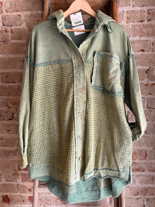 Green Mixed Media Hoodie