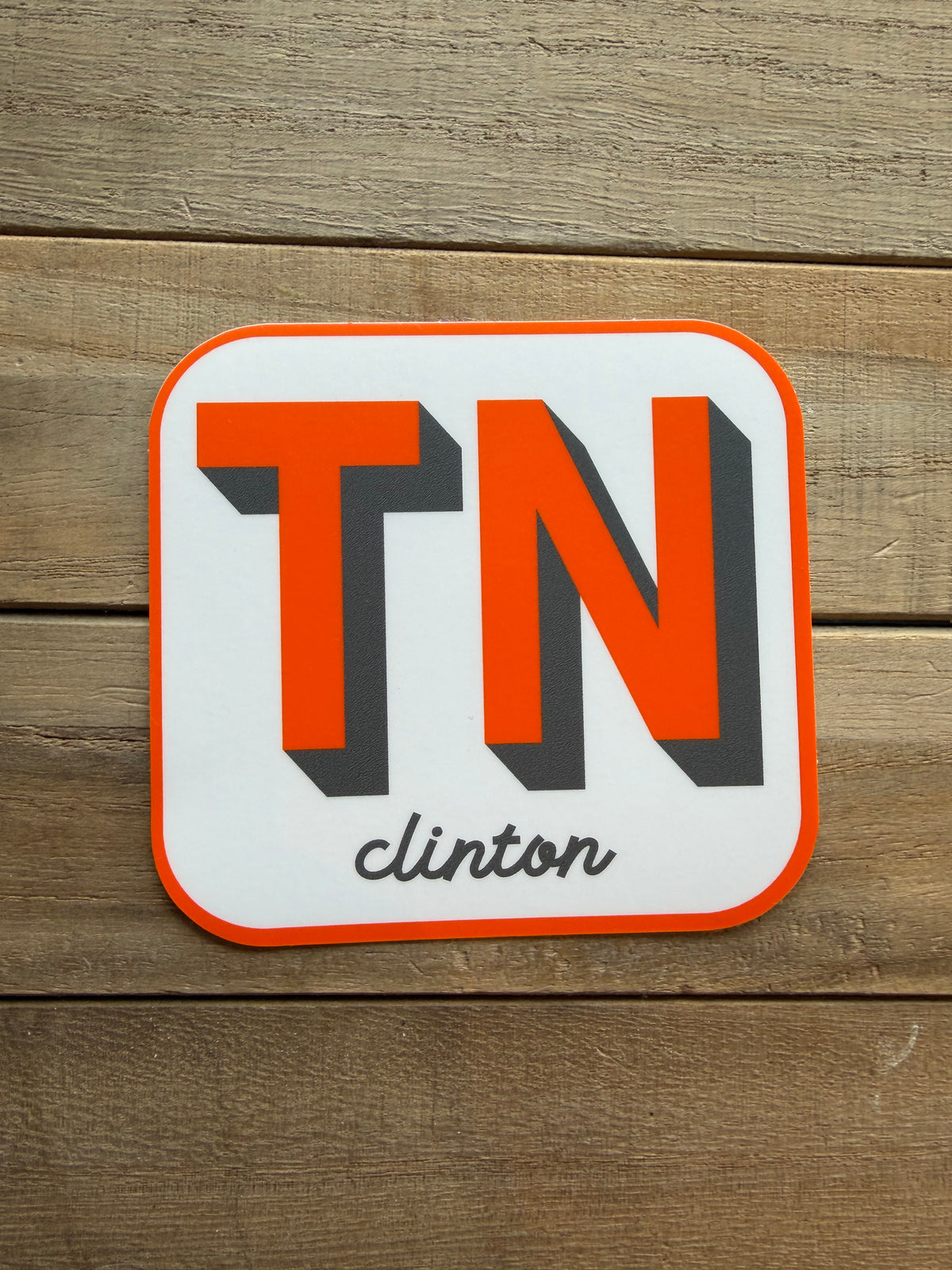 Clinton TN Retro Sticker- Orange/Gray