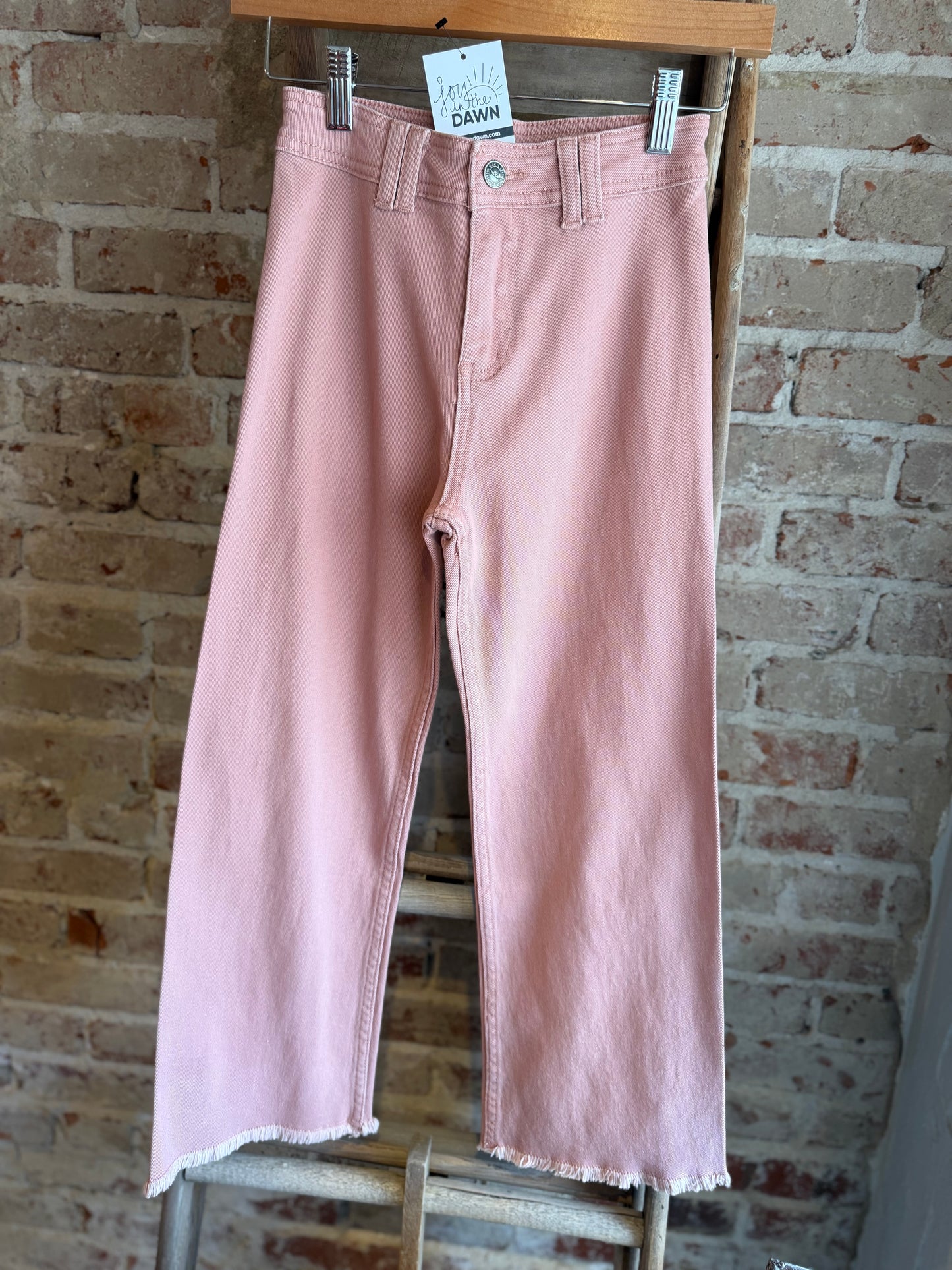Wide Leg Blush Pink Denim Jeans - Kids/Tweens