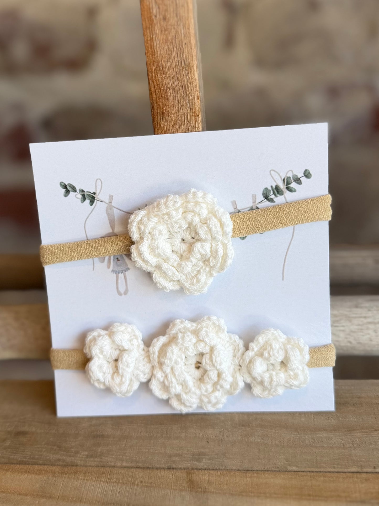 Crochet Flower Headbands - White