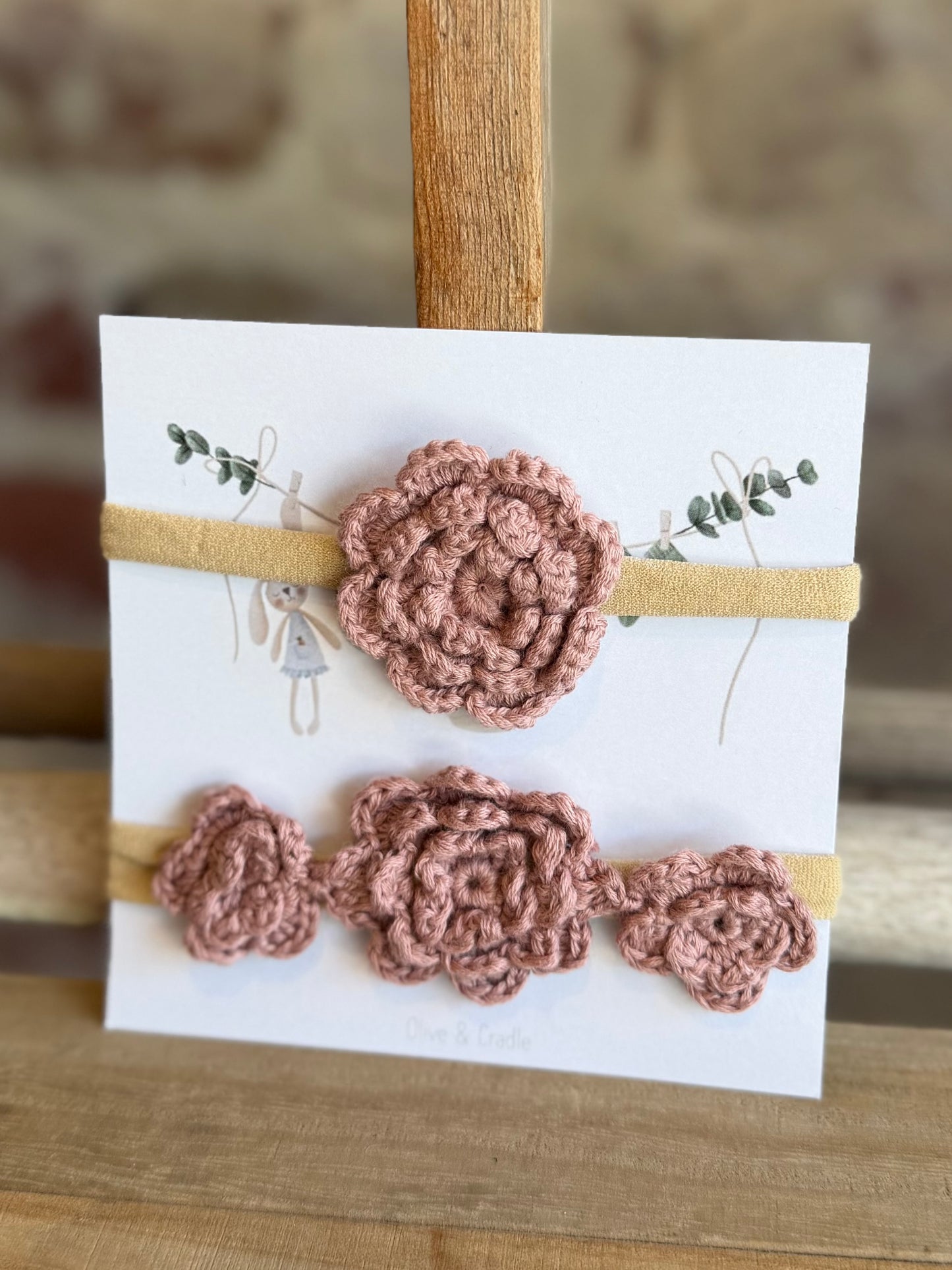 Crochet Flower Headbands- Mauve