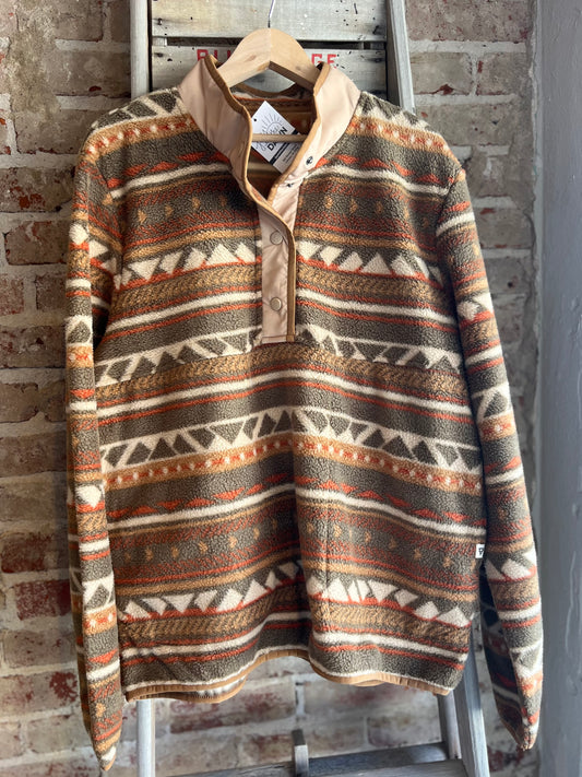 Sepia Aztec Fleece Snap Pullover - Men