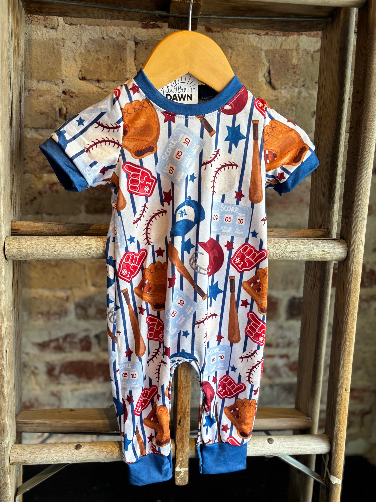 Baseball Fan Romper- Short Sleeve