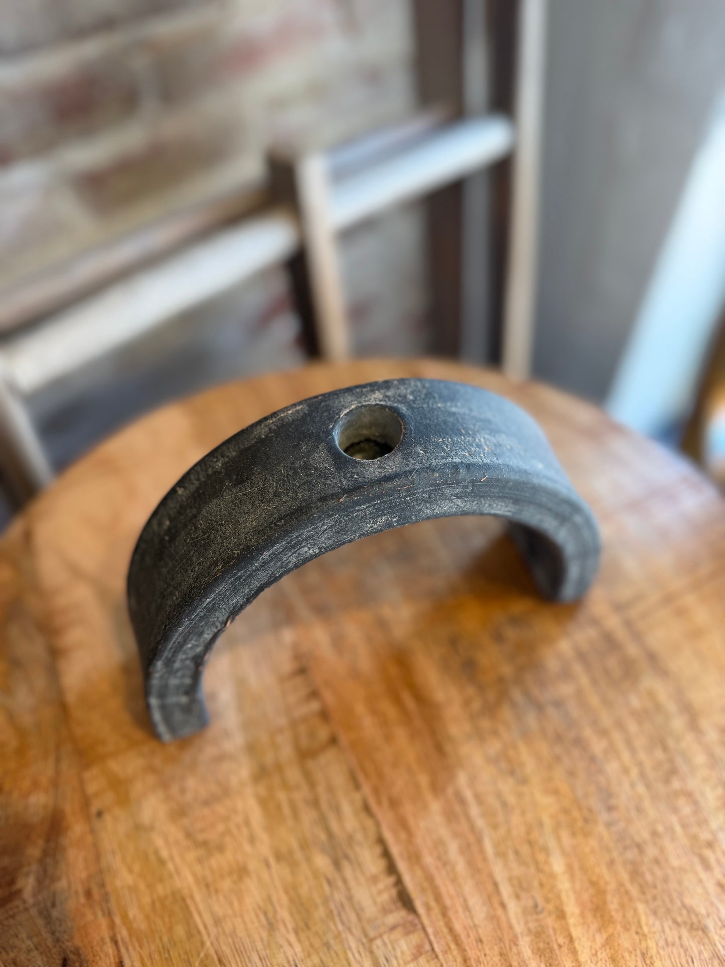 Black Arched Clay Taper Candle Holder- Large
