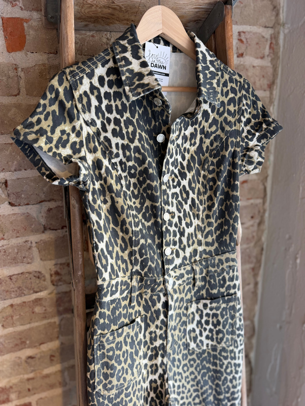Denim Leopard Jumpsuit