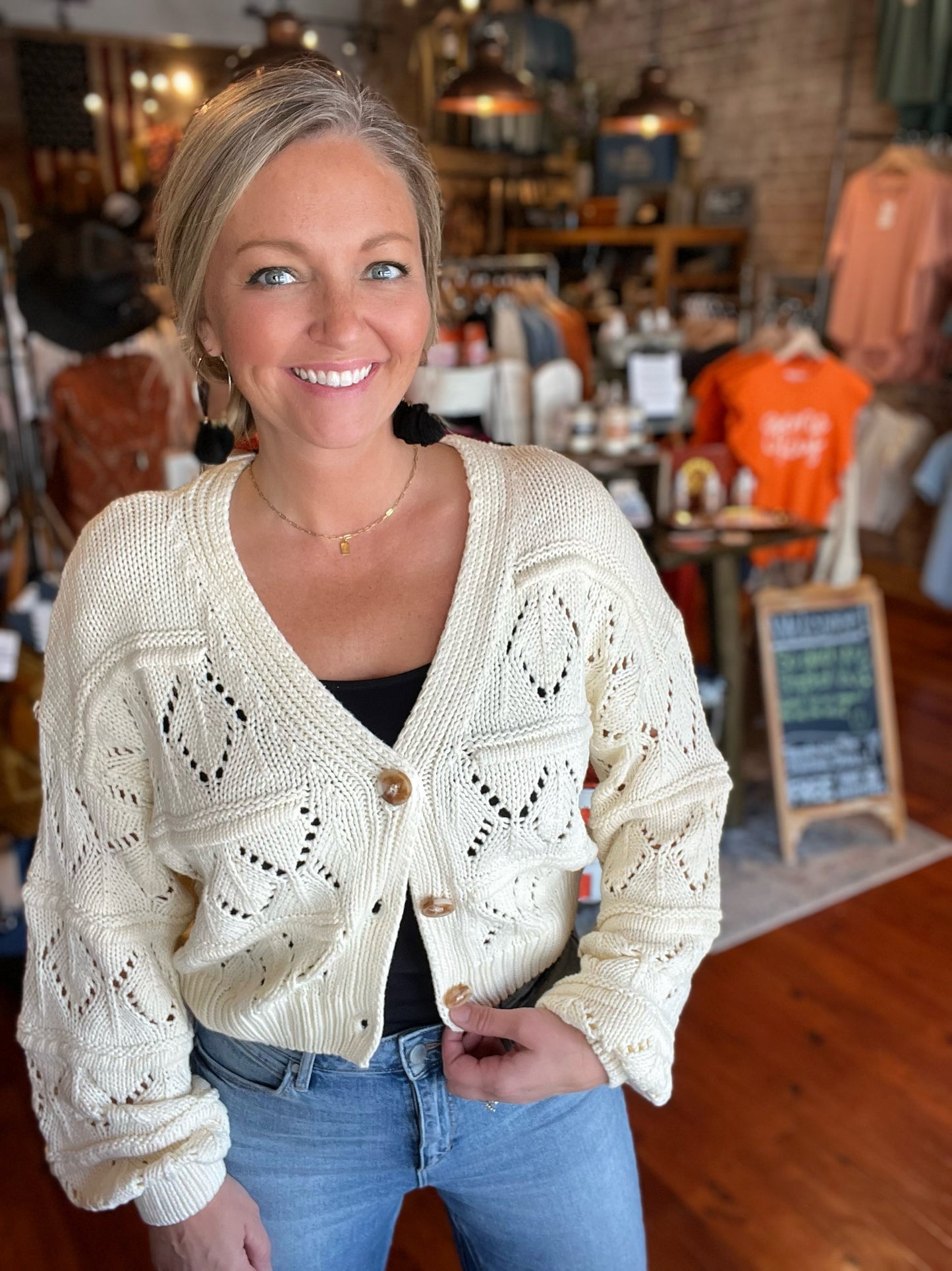 Cream Mineral Washed Cardigan