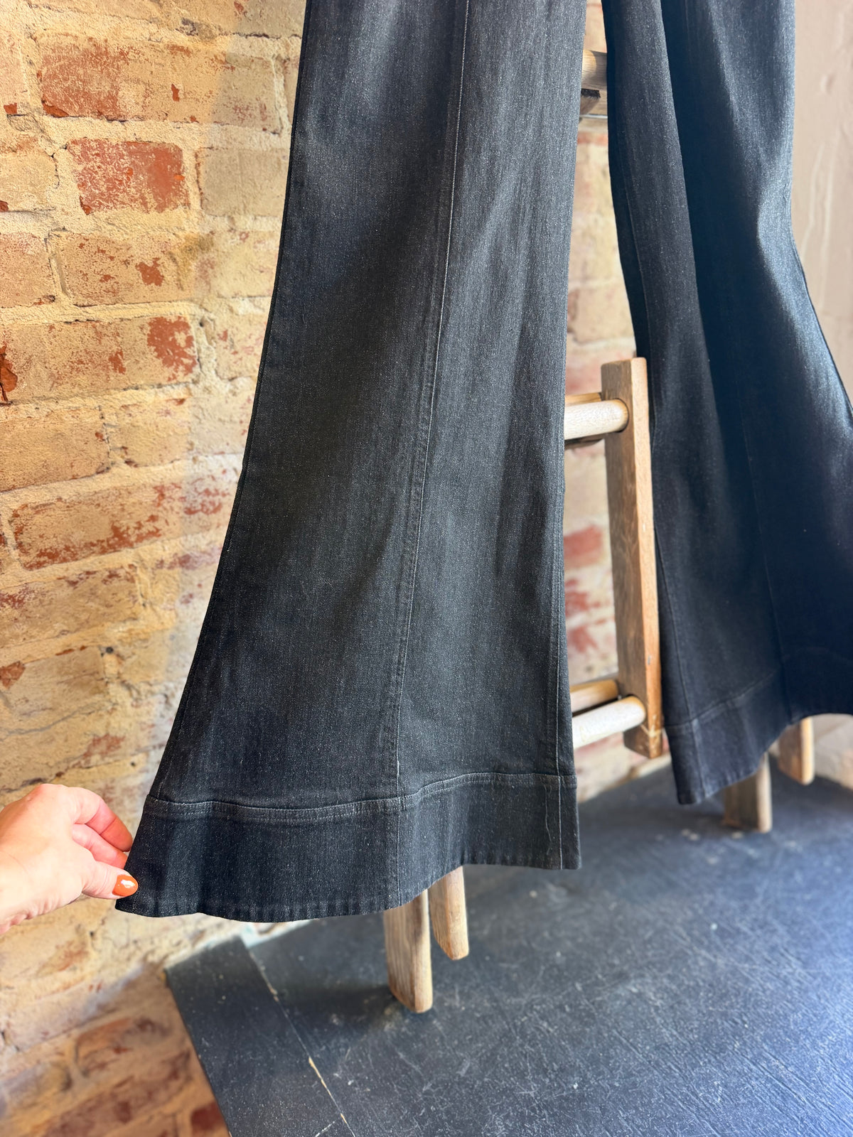 Black Denim Wide Leg Jumper