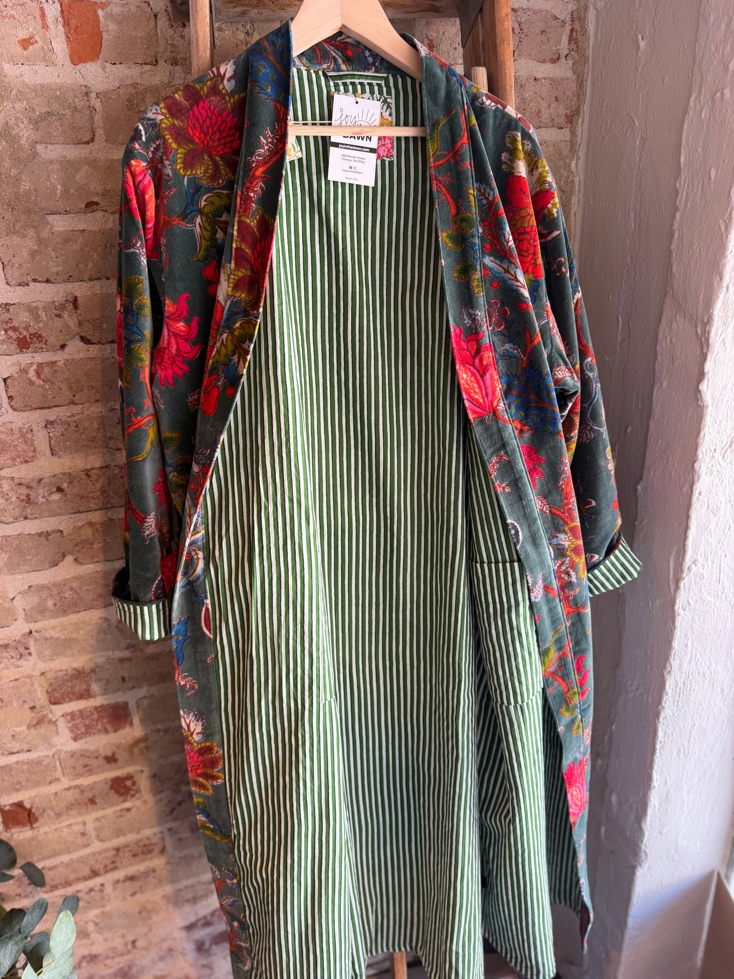 Full Length Tie Belt Kimono -Green